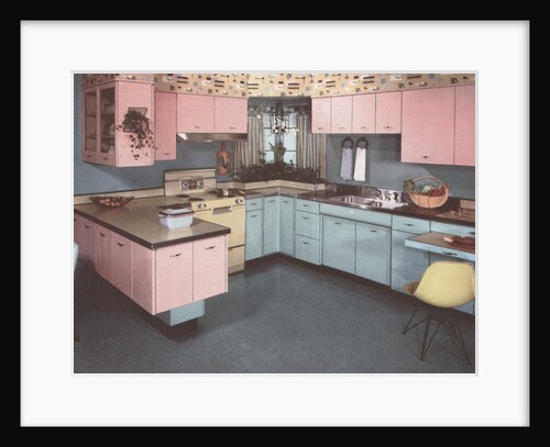 Illustration of Pink and Blue Kitchen by Anonymous