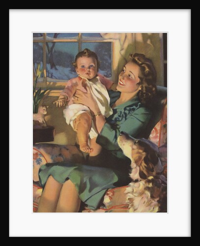 Illustration of Mother Holding Baby by Anonymous