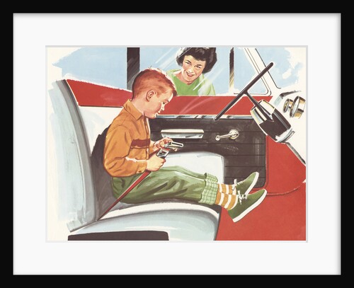 Illustration of Boy Putting on Safety Belt by Anonymous