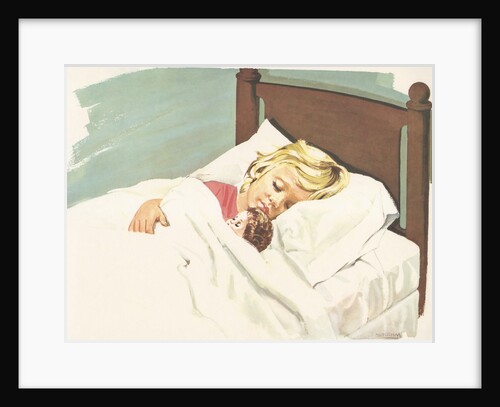 Illustration of Girl Sleeping with Doll by Anonymous