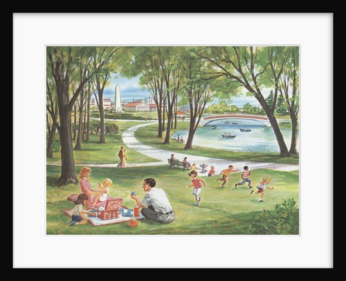 Illustration of Family Having Picnic in Park by Anonymous