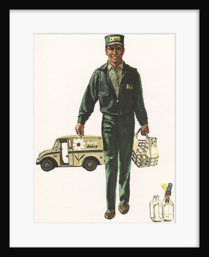 Illustration of Milkman Delivering Milk by Anonymous