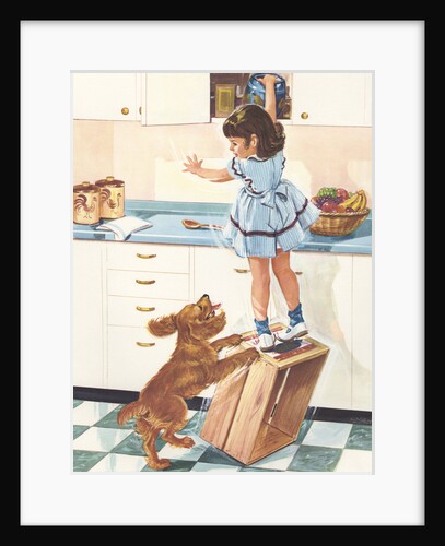 Illustration of Little Girl Stealing from Cookie Jar by Anonymous