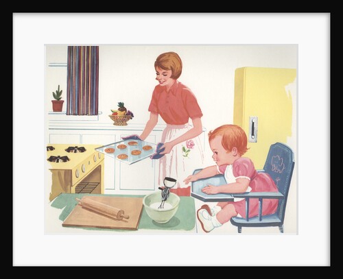 Illustration of Mother Baking Cookies by Anonymous