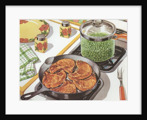 Illustration of Dinner Cooking on Stovetop by Anonymous