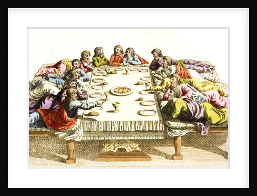 Print of Jewish Men Eating Meal by Anonymous
