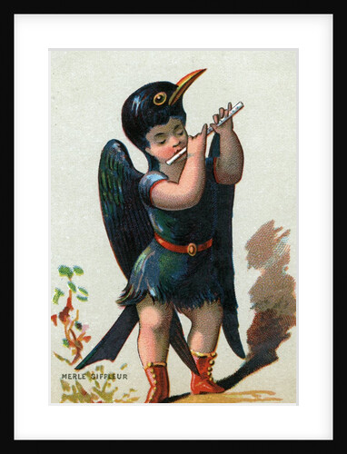 Illustration of Child Dressed in Blue Whistling Thrush Costume by Anonymous
