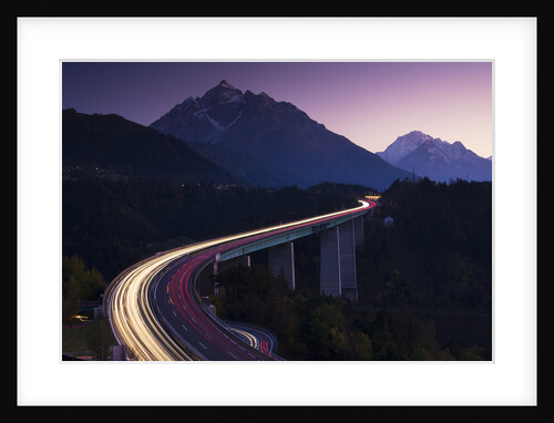 Light Trails on Mountain Pass by Anonymous