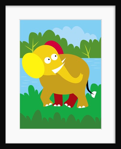 Elephant By A River by Anonymous