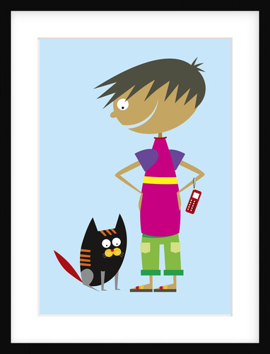 Boy With Cat by Anonymous