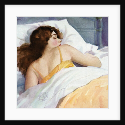 Illustration of Woman Sleeping on White Sheets by Anonymous