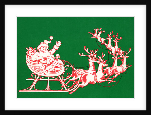 Illustration of Santa's Sled Pulled by Reindeer