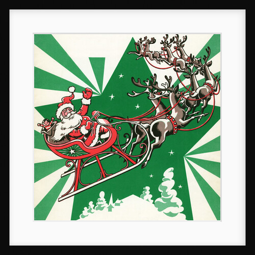 Illustration of Santa's Sled Pulled by Reindeer