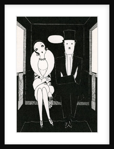 Illustration of Couple Sitting Inside Carriage by Anne Harriet Fish