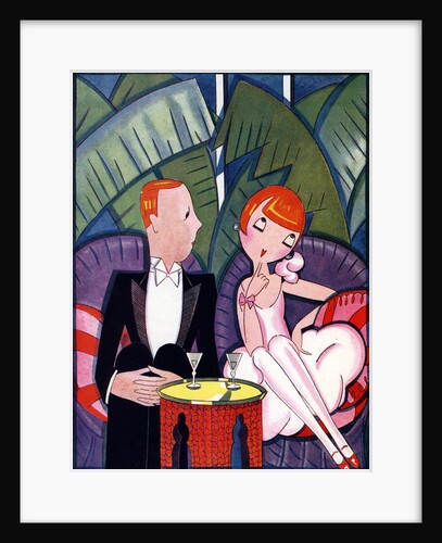 Illustration of 1920s Couple on Date by Fish by Anonymous