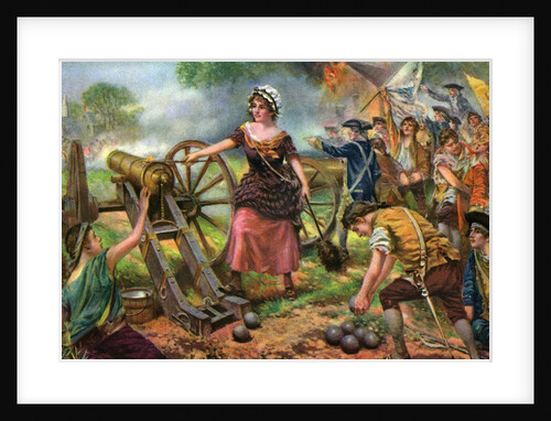 Illustration of Molly Pitcher Lighting Cannon at Battle of Monmouth by Anonymous