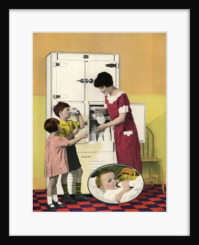 Illustration of Mother Serving Milk to Children by Anonymous