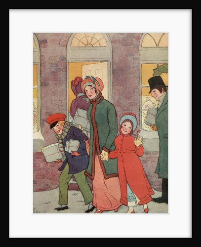 Illustration by Victorian-Era Family Carrying Packages by Anonymous