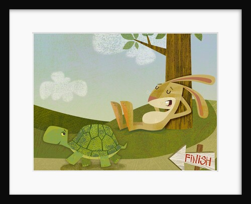 Tortoise Passing a Sleeping Hare by Anonymous