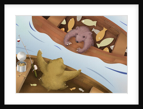 Bear Telling Exaggerated Fish Story by Anonymous