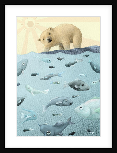 Polar Bear Looking at Fish by Anonymous