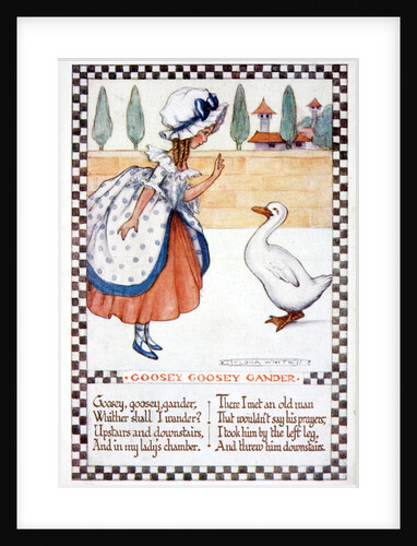 Illustration of "Goosey Goosey Gander" Nursery Rhyme by Anonymous