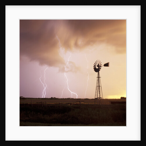 Lightning Striking Amid Farmland by Anonymous