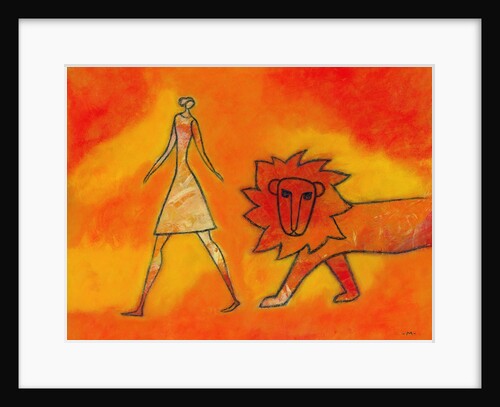 Woman Walking with a Lion by Anonymous