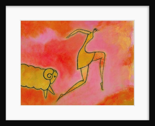 Woman Running from a Ram by Anonymous