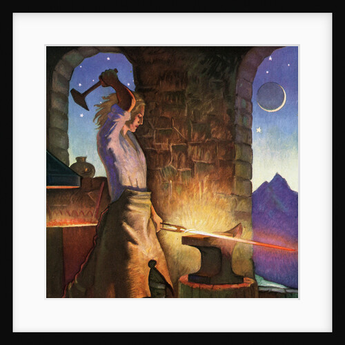 Illustration of Siegfried Forging His Sword by Peter Hurd