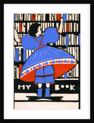 Illustration of girl selecting book by Anonymous
