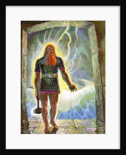 Illustration of Thor with His Hammer by Peter Hurd