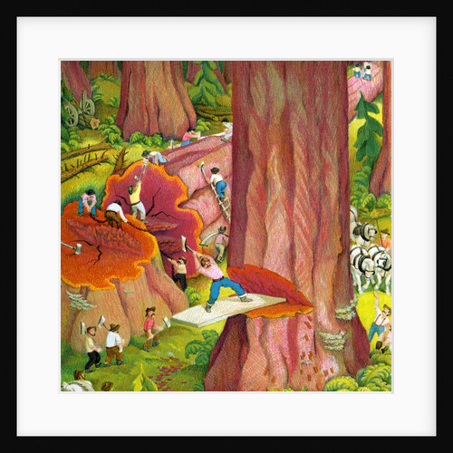 Illustration of Loggers in California by C.H. DeWitt