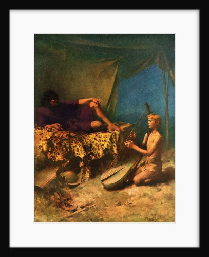 Illustration of David Playing Lyre for King Saul by W.L. Taylor
