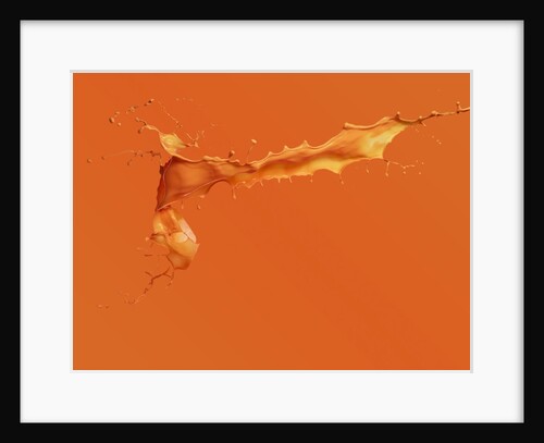 Splattering orange liquid on orange background by Anonymous
