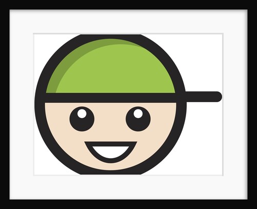 Cartoon face with green baseball cap by Anonymous