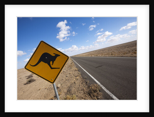 Kangaroo crossing sign in the Australian Outback by Anonymous