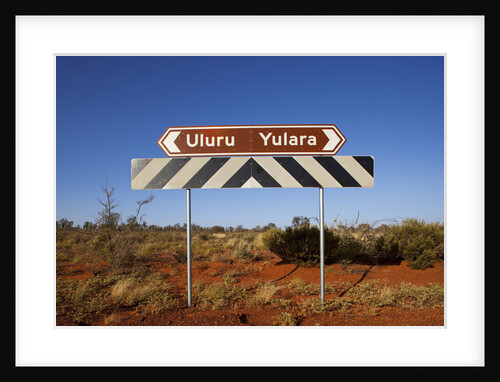 Uluru and Yulara Road Sign in the Australian Outback by Anonymous