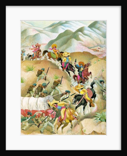 Illustration of battle during Mexican-American War by C.H. DeWitt