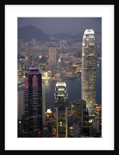 Hong Kong skyline and Victoria Harbor at night by Anonymous