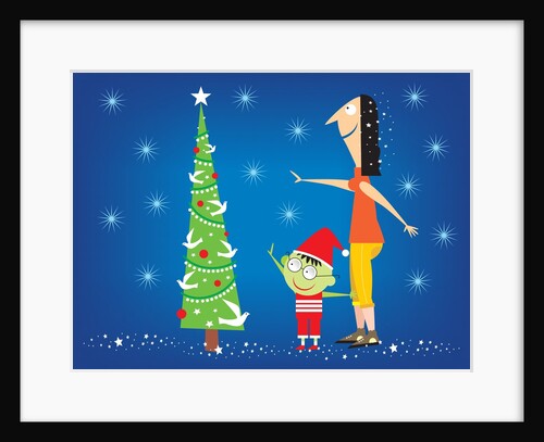 A Mother and Son at the Christmas Tree by Anonymous