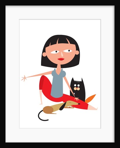 A Woman with her Pets by Anonymous