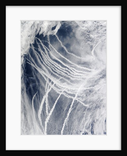 Exhaust clouds from ships over the Pacific Ocean by Anonymous