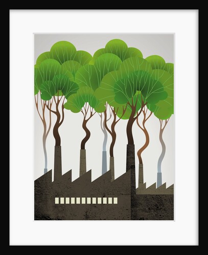 Trees rising from smokestacks by Anonymous