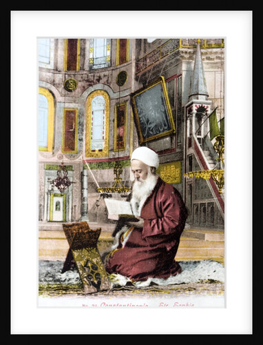 Man reading Koran in Hagia Sofia by Anonymous