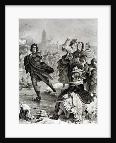 Illustration of Friederich Schiller skating on ice by Anonymous