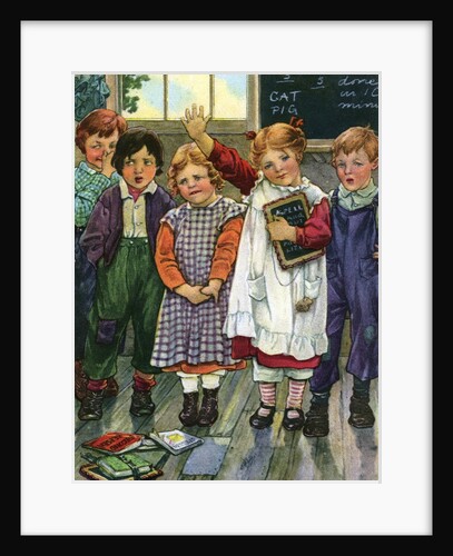 Illustration of children in schoolroom by Clara M. Burd