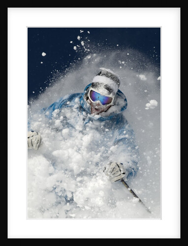 Skier in deep powder snow by Anonymous