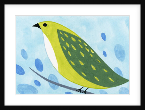 Green Bird on Branch by Anonymous
