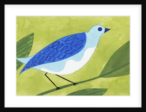 Small Blue Bird on Branch by Anonymous